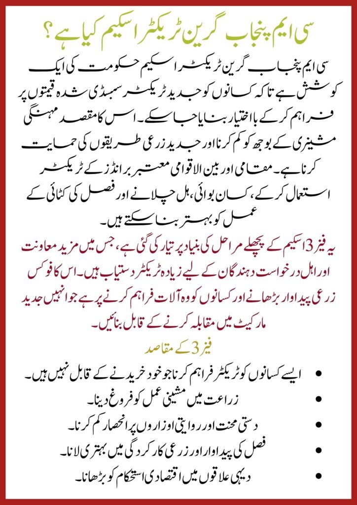 CM Punjab Green Tractor Scheme