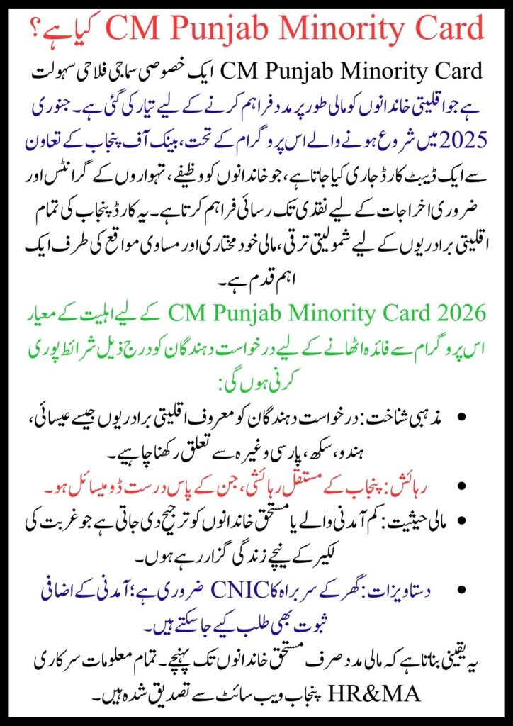 CM Punjab Minority Card