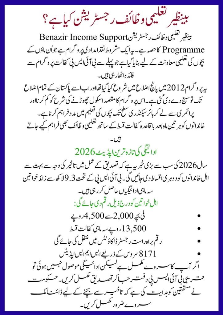 Benazir Taleemi Wazaif Registration